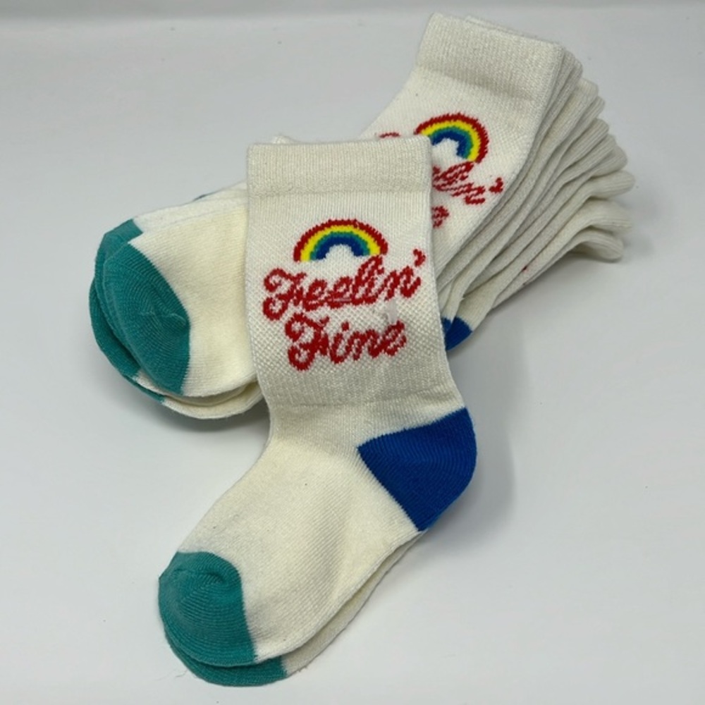 7 Pair Girl Nordstrom Crew Sock Feeling Fine Rainbow + Bonus Striped Sock | NWOT